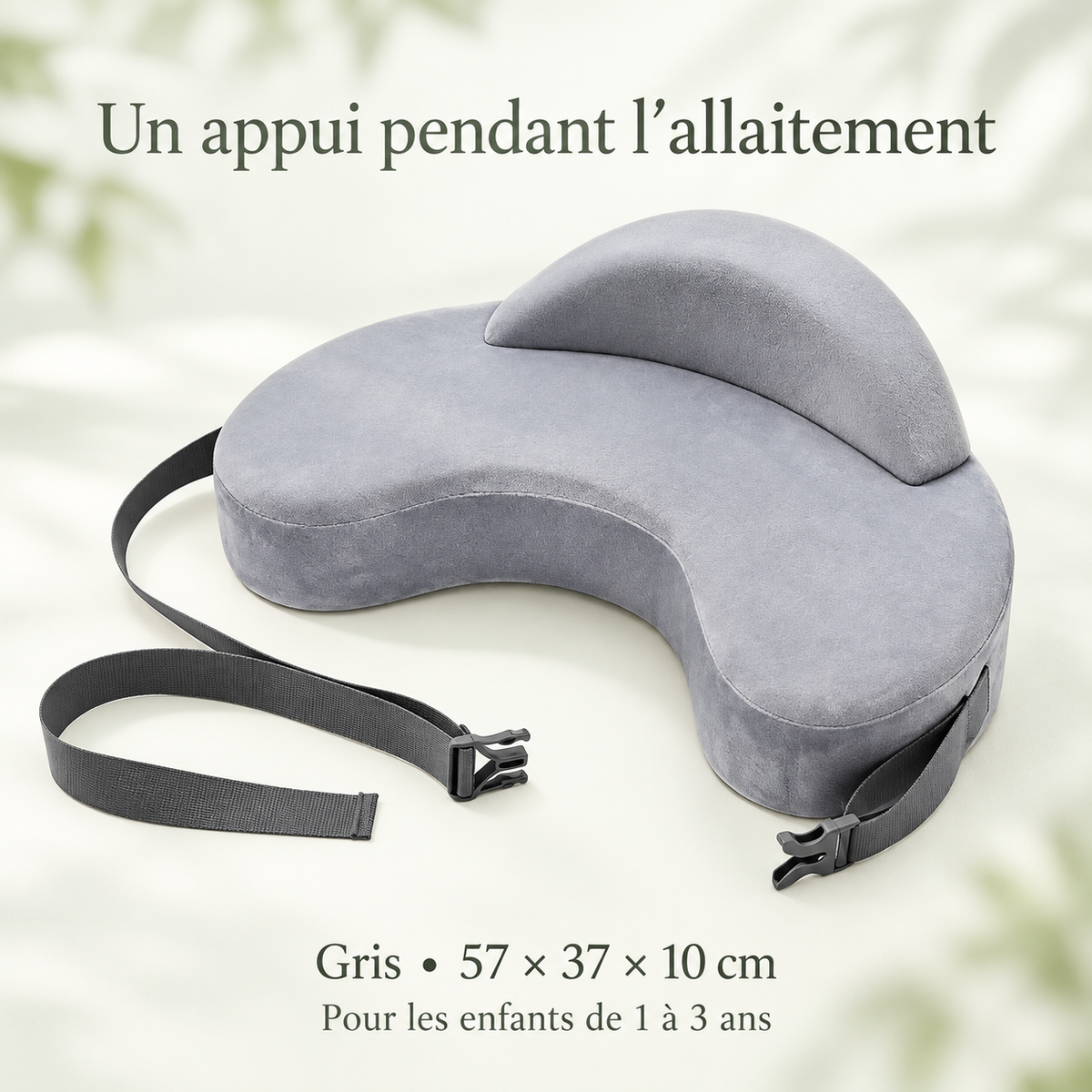 Coussin gris 57 × 37 × 10 cm pour enfants de 1 à 3 ans